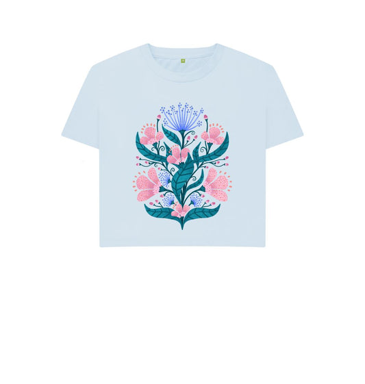 Sky Blue Florals and Fennel Boxy Tee