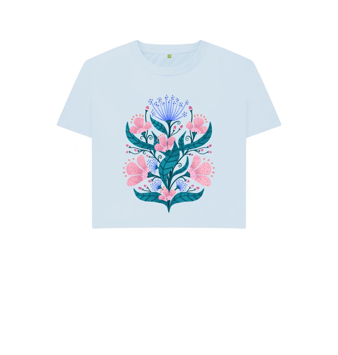 Sky Blue Florals and Fennel Boxy Tee