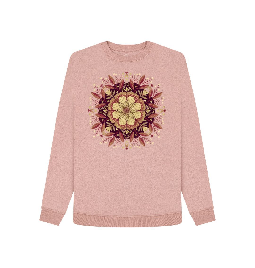 Sunset Pink Floral Mandala Retro Tones - Sweatshirt