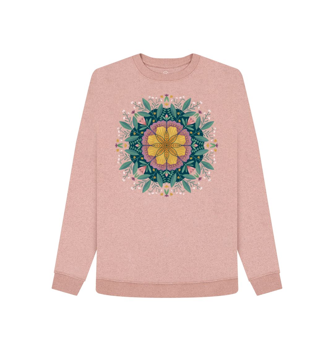 Sunset Pink Floral Mandala Sweatshirt