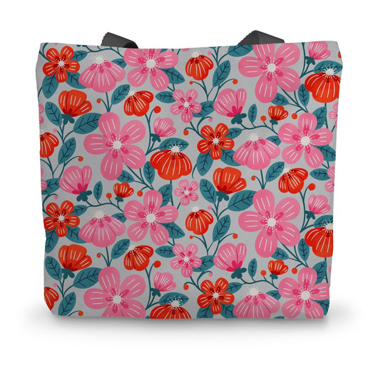 Pink and Red Buttercups Canvas Tote Bag