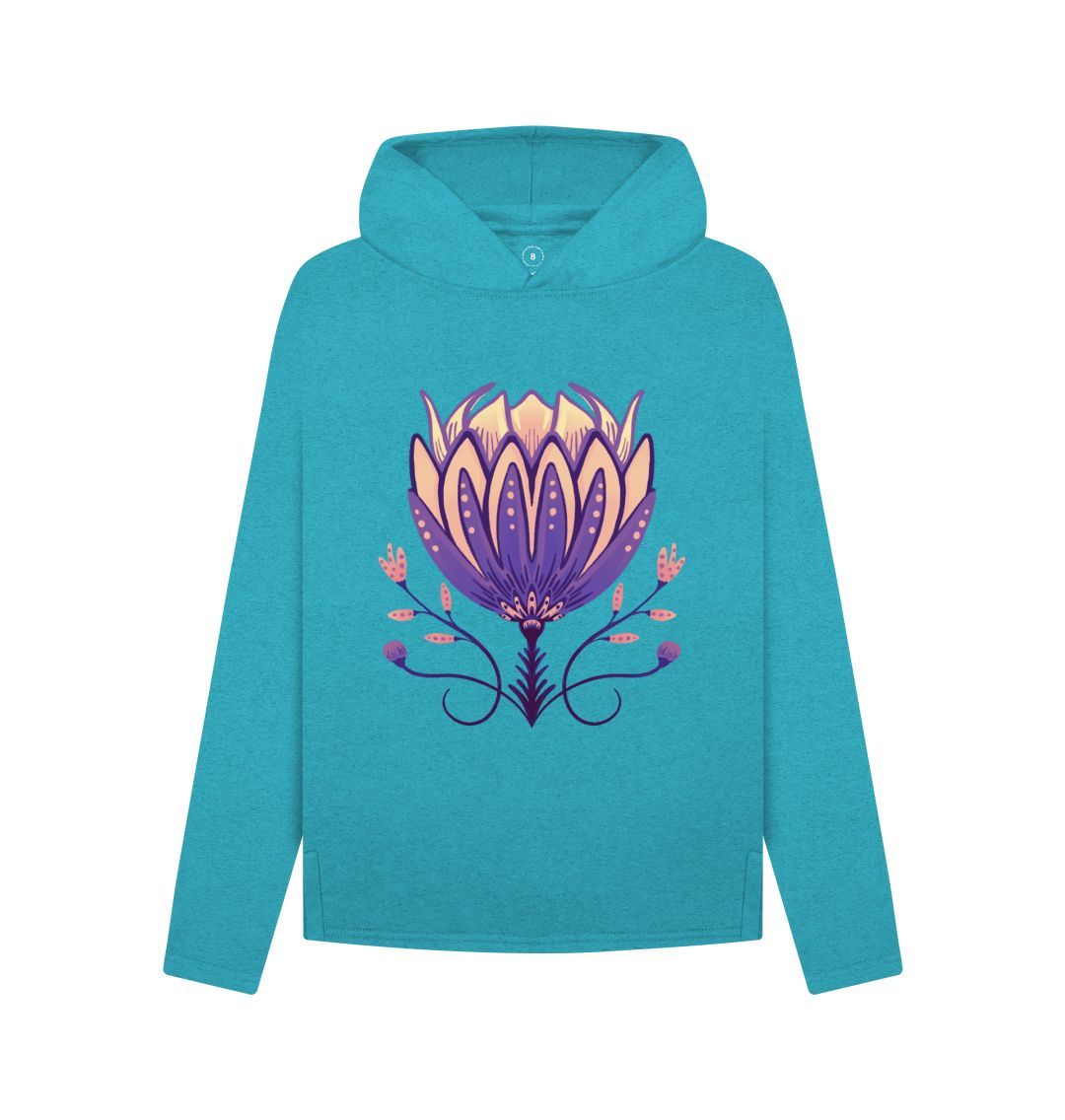 Ocean Blue Pretty Purple Peony - Hoodie