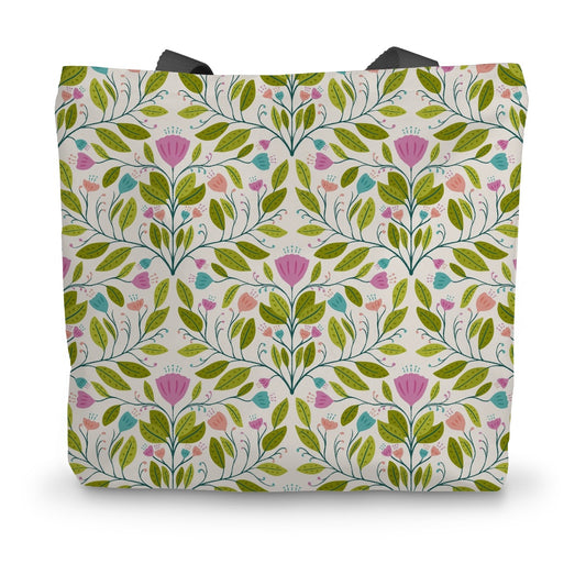 Fresh Floral Symmetry Canvas Tote Bag
