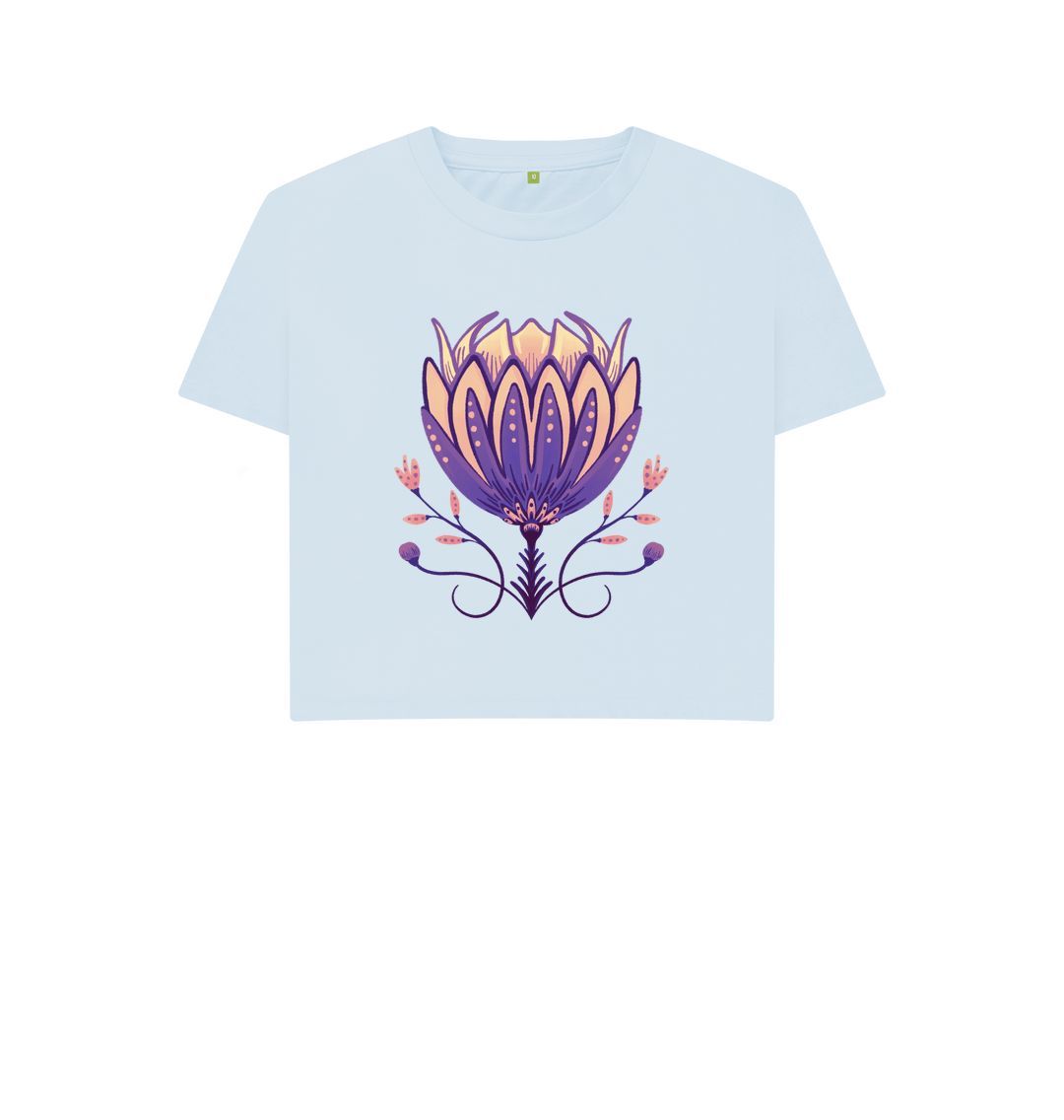 Sky Blue Pretty Purple Peony - Boxy Tee