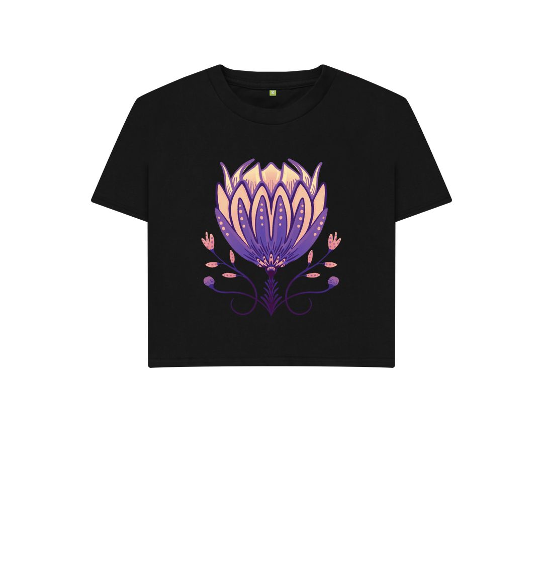 Black Pretty Purple Peony - Boxy Tee