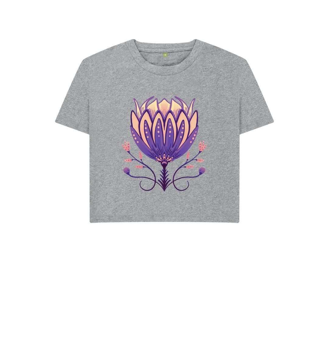 Athletic Grey Pretty Purple Peony - Boxy Tee