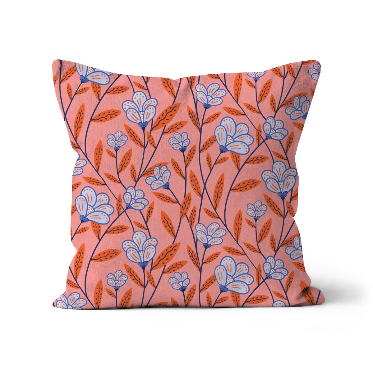 Blue and Orange Floral Burst Cushion