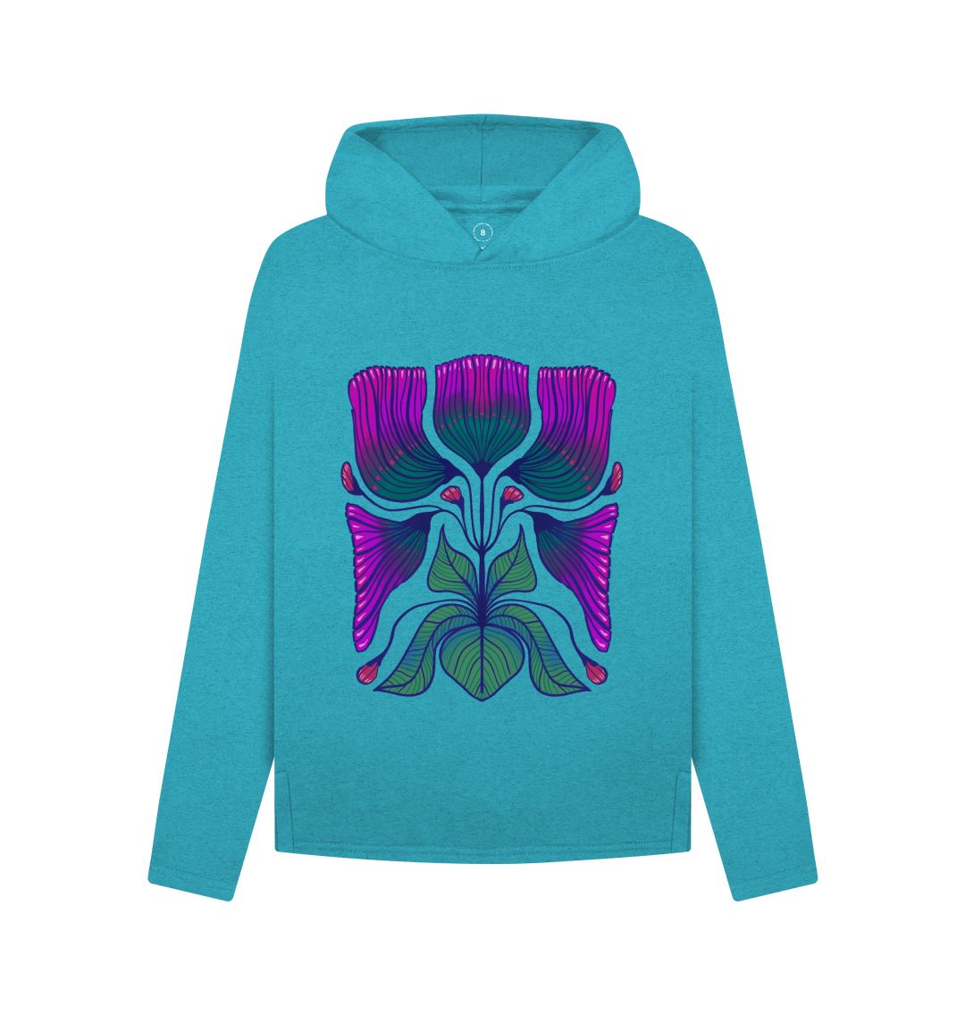 Ocean Blue Mirrored Florals - Hoodie