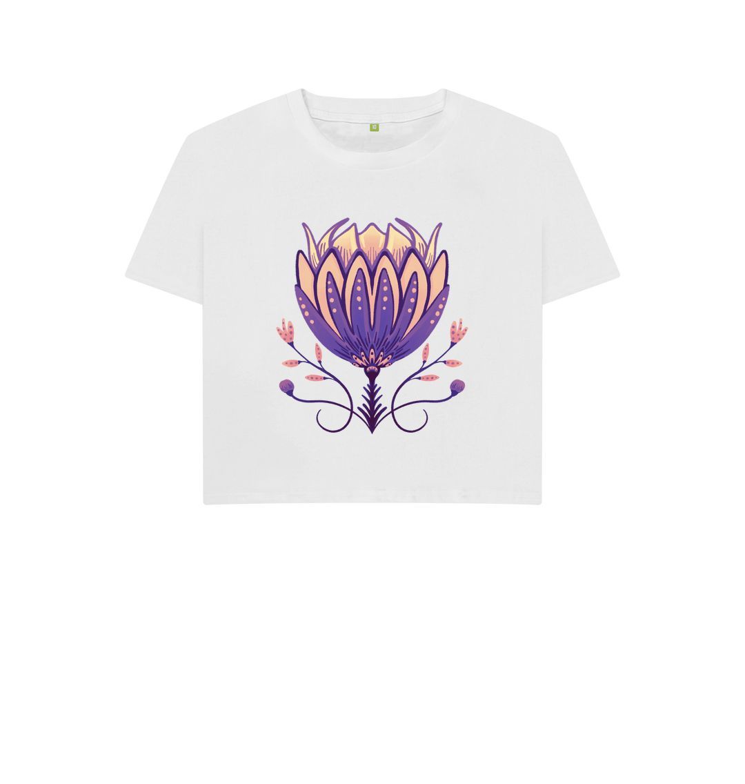 White Pretty Purple Peony - Boxy Tee