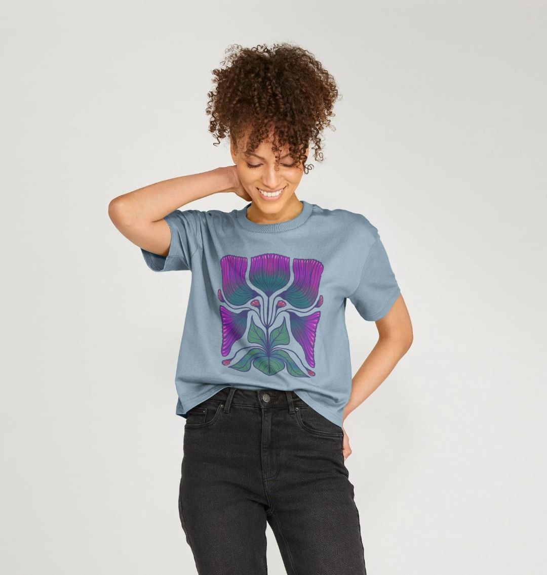 Retro Mirrored Flowers Boxy Tee