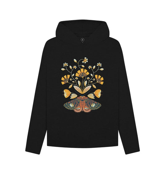 Black Retro Moths and Flowers - Hoody