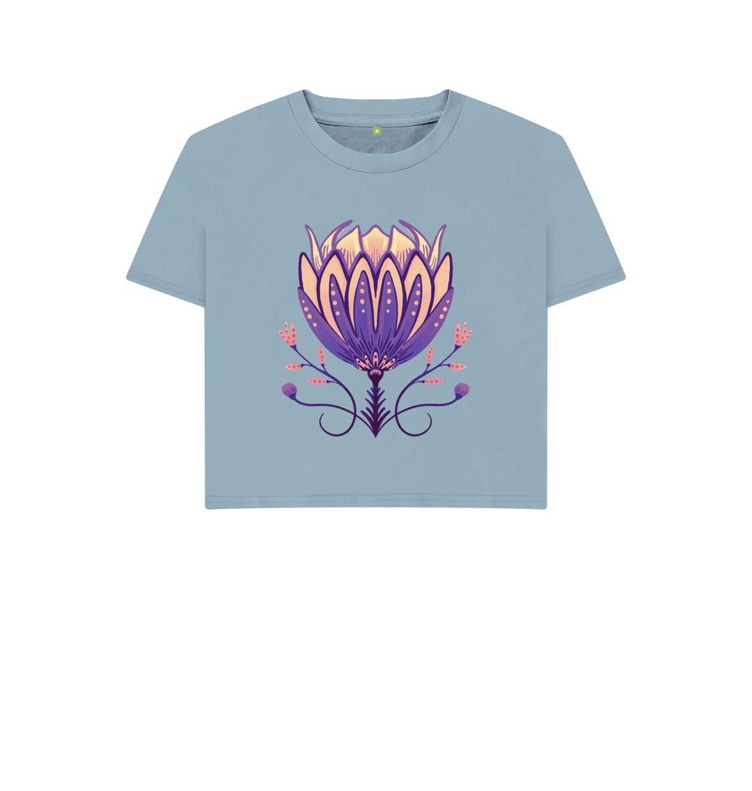 Stone Blue Pretty Purple Peony - Boxy Tee